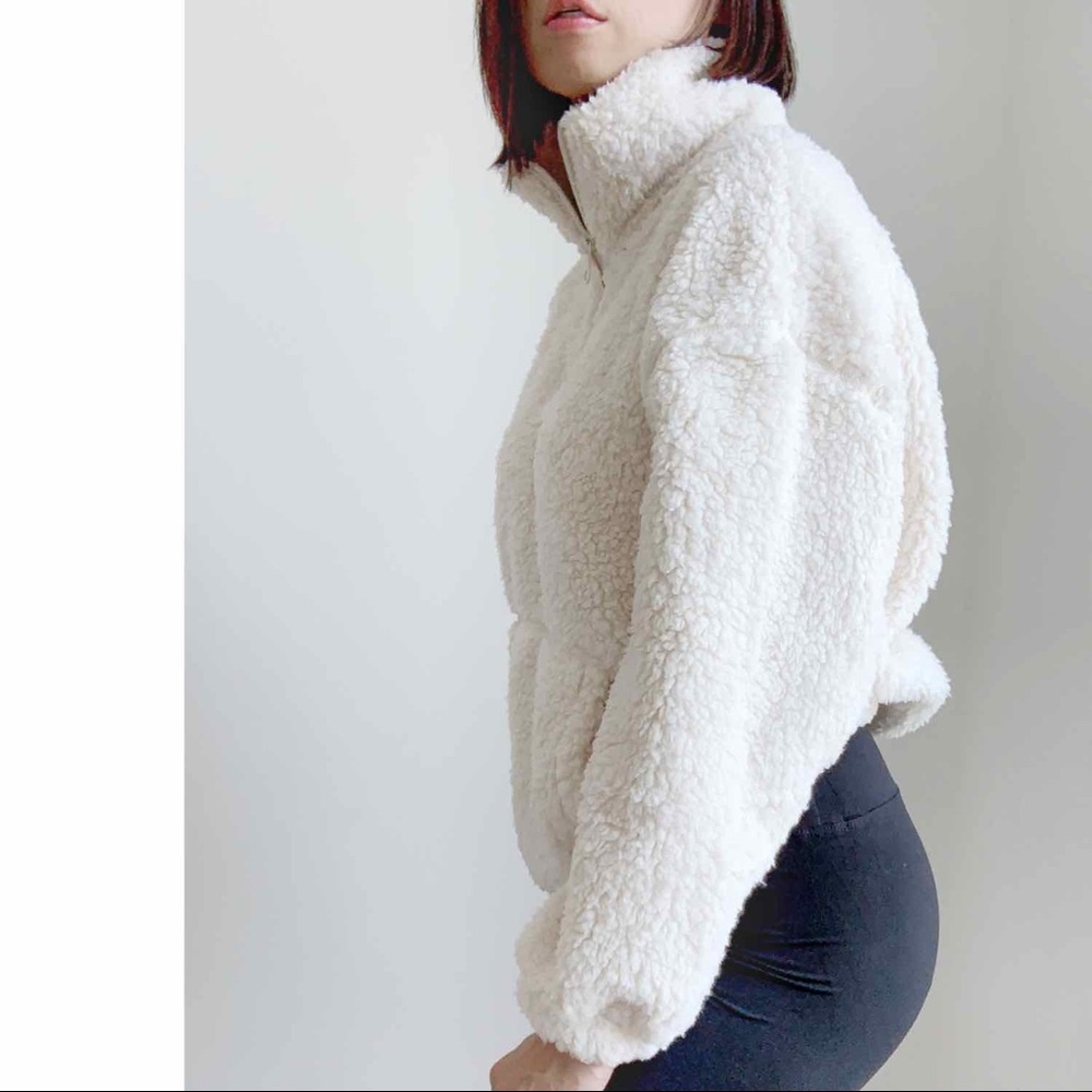 HALF ZIP SHERPA PULLOVER -  OFF WHITE SNOW - Picture 8 of 12